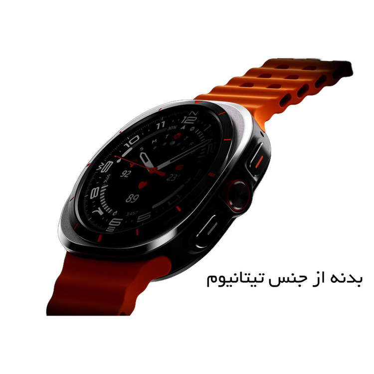 محصول نمونه تستی ساعت هوشمند سامسونگ مدل Galaxy Watch Ultra دارای قابلیت های کنترل موسیقی (Music Player)، قابلیت مکالمه از طریق بلوتوث، قابلیت تغییر طرح ساعت یا تم، صفحه همیشه روشن (Always-on Display)، پشتیبانی از دستیار صوتی بند سیلیکون